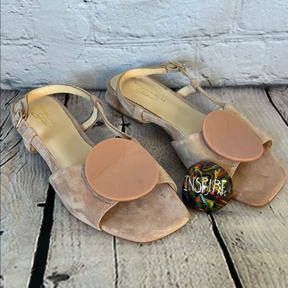 * Beige Suede Tosca Blu Slingback Sandals